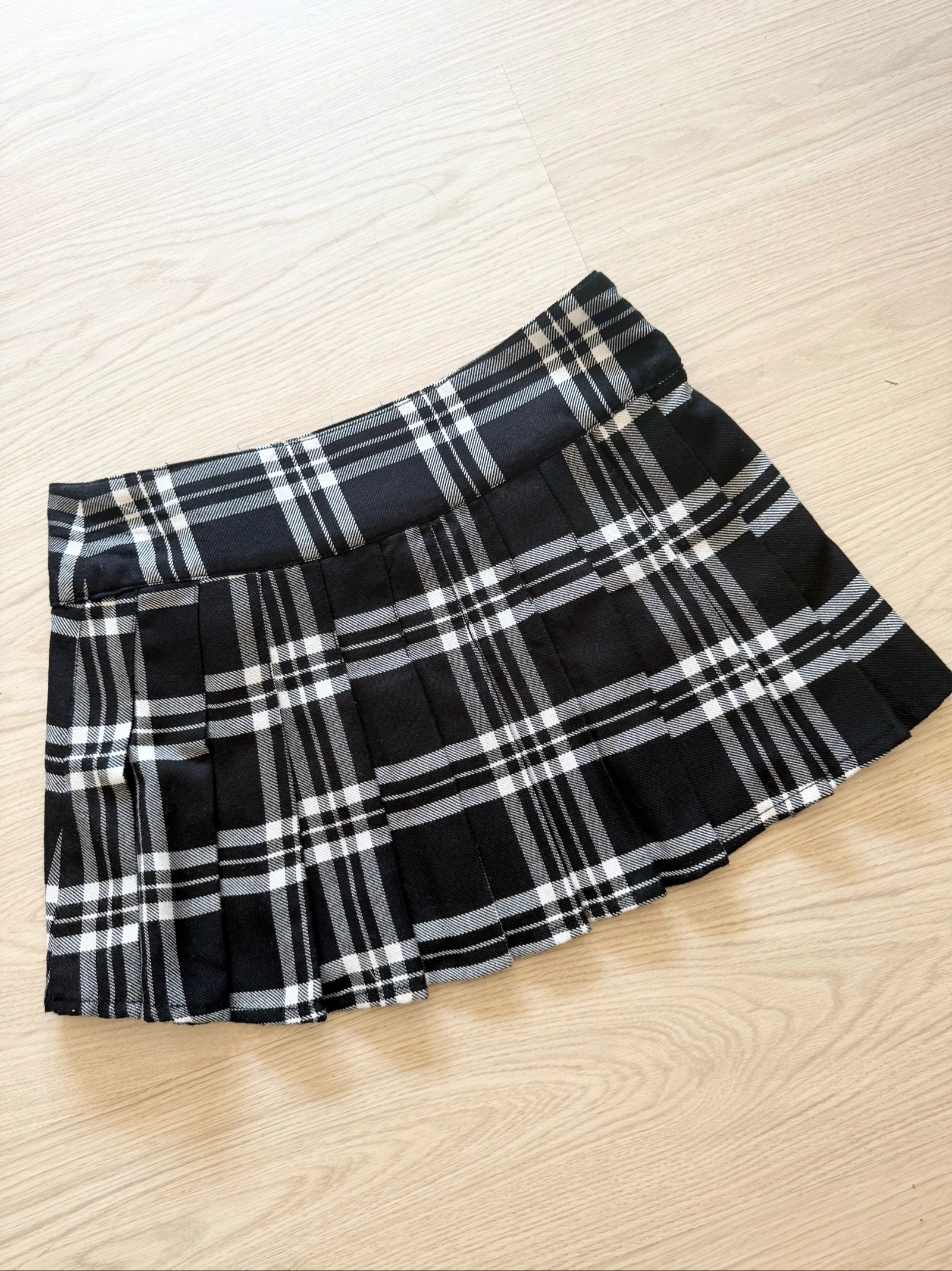 Mini schoolgirl skirt in black white gray checkered pattern Black Premium size 40 L – photo 5